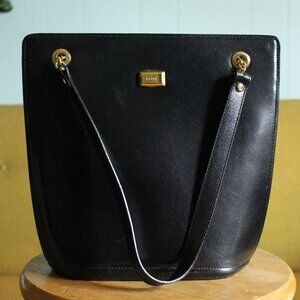 Bally structured black leather bag with gold hardware